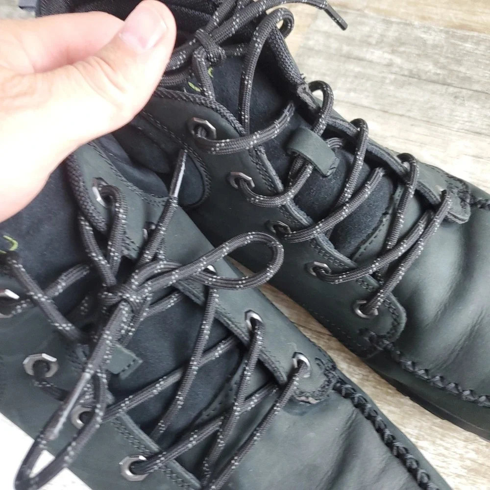 Kuru Quest Mens Hiking Boots Sz 13 M Smokestack Black Leather Lace Up Mid Top